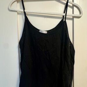 A.L.C. Black Cotton Linen Cami Tank Top